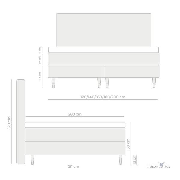 Boxspringbett Enchanted Beige - Liegefläche Breite: 180 cm
