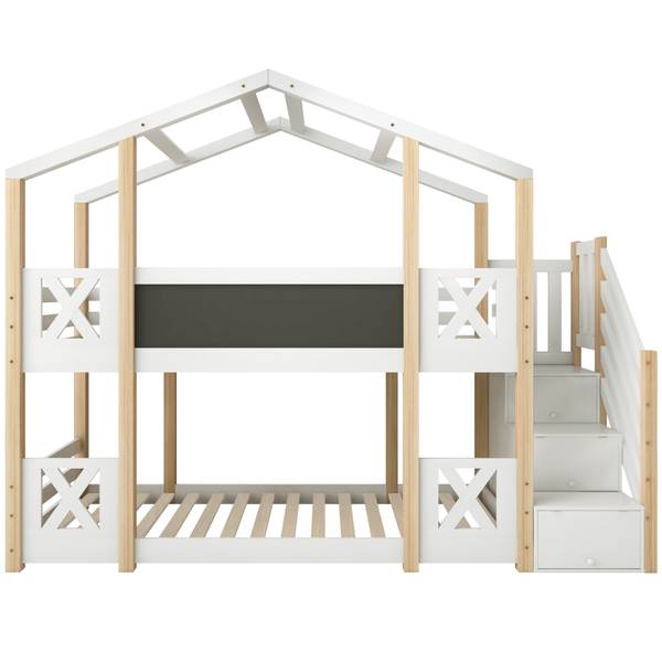 Etagenbett MonetWoody Ⅰ Weiß - Holzwerkstoff - Massivholz - 96 x 205 x 256 cm