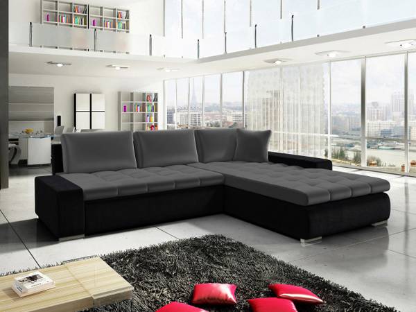 Ecksofa Orkan Schwarz - Grau - Microfaser