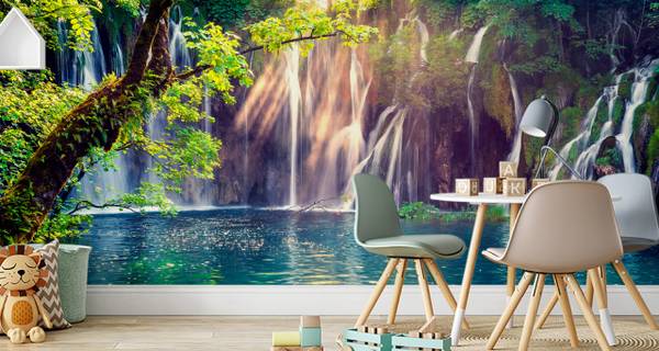 Fototapete WASSERFALL Pflanzen Natur 3D 400 x 280 x 280 cm