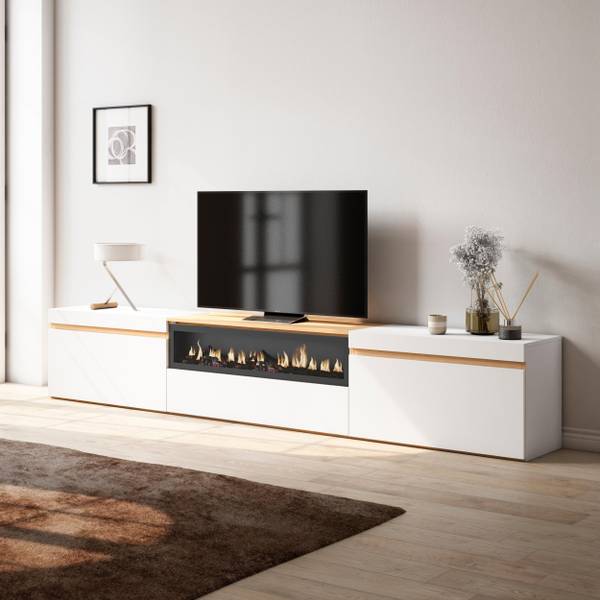 TV-Lowboard Cozy III Braun - Weiß - Melamin - 260 x 45 x 35 cm