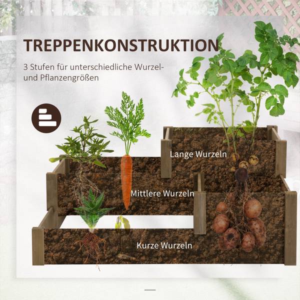 Hochbeet BB5417 Braun - Massivholz - 122 x 51 x 122 cm