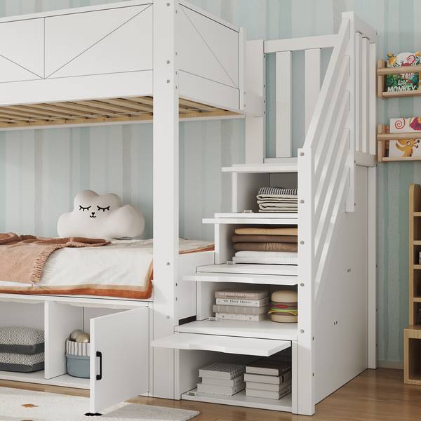 Einzelbett K-2299 Weiß - Holzwerkstoff - 95 x 189 x 254 cm