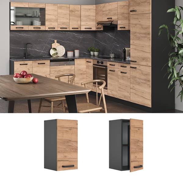 Hängeschrank R-Line 34900 Anthrazit - Eiche Dekor - Breite: 30 cm