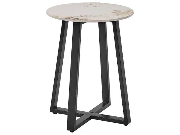 Bijzettafel IVINS beige - zwart - wit - bamboe - 45 x 55 x 1 cm