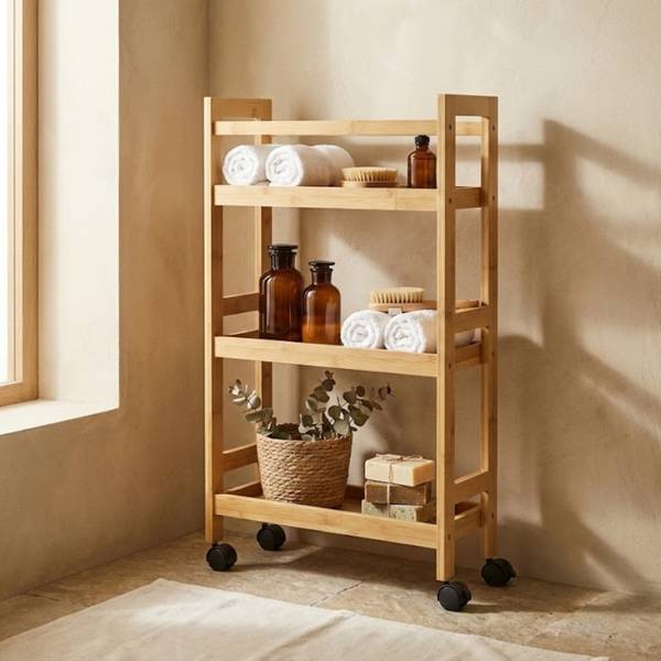 Badezimmerregal KLUK Beige - Bambus - 15 x 76 x 38 cm
