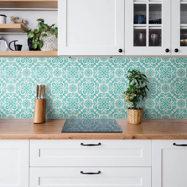 Zelfklevend Wandpaneel Decora blauw - polyester-PVC - 100 x 50 x 0 cm