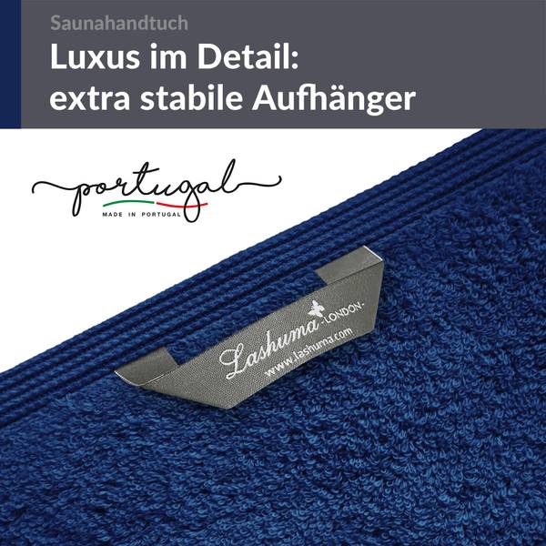Saunahandtuch London 2er-Set Blau - Frottee - 80 x 1 x 200 cm
