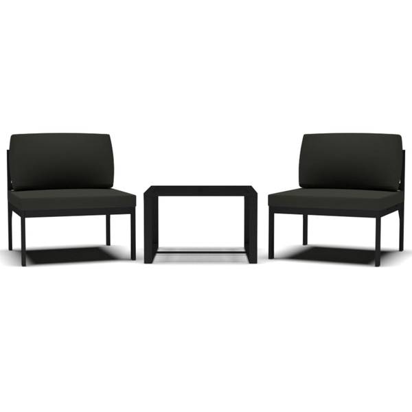 Garten-Sofagarnitur 318307 3-teilig Grau - Aluminium - 60 x 38 x 60 cm