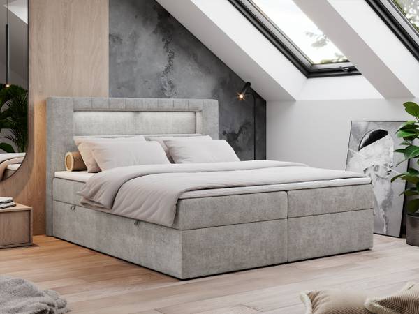 Boxspringbett GOLD-5 Platingrau - H4 - Textil - Liegefläche Breite: 120 cm