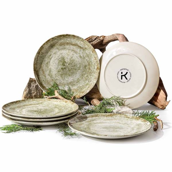 Set borden 6-delig Dessertbord ERATO beige - keramiek - 20 x 1 x 20 cm