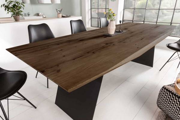 Esstisch GRAND OAK Schwarz - Braun - Eiche - Eisen - 240 x 75 x 100 cm
