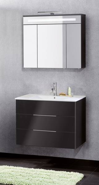 Waschbeckenunterschrank Kara Anthrazit Grau - Holzwerkstoff - 81 x 56 x 60 cm