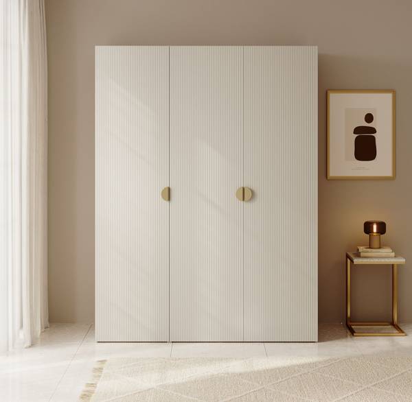 Kleiderschrank MOONIR Taupe - 3 Türen