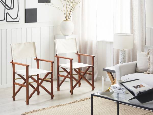 Chaise de jardin CINE Marron - Blanc - Profondeur : 50 cm