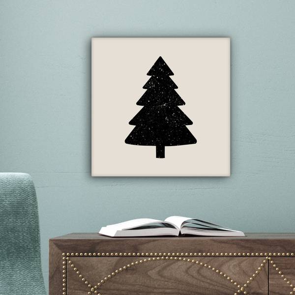 LEINWANDBILD Weihnachtsbaum Schwarz - Baumwollstoff - 20 x 20 x 2 cm