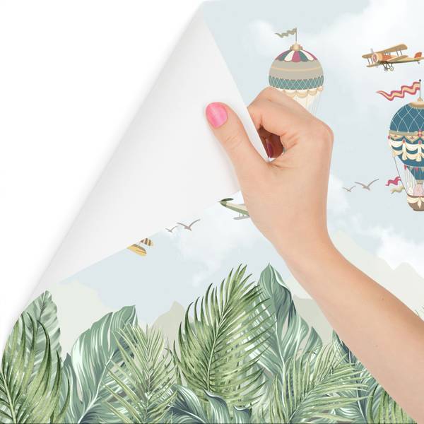 Fototapete LUFTBALLONS Tiere Blätter 90 x 60 x 60 cm