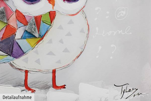 Impression sur toile Hibou Momo Coton - 25 x 25 x 4 cm