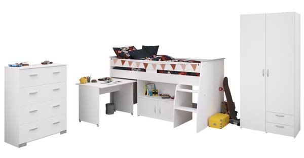 Kinderzimmer Releave 3-teilig Weiß - Holzwerkstoff - 115 x 185 x 204 cm