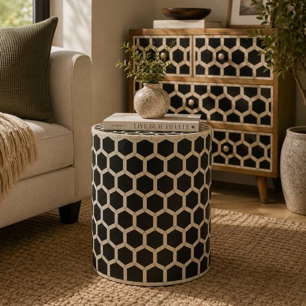 Hocker Valenza Braun - Mango - 46 x 57 x 46 cm