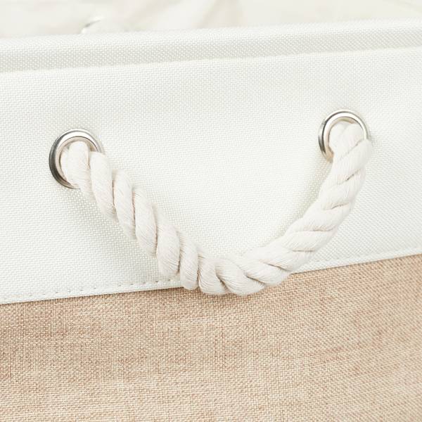 Aufbewahrungskorb Leinen im 4er Set Beige - Weiß - Leinen - 33 x 33 x 33 cm