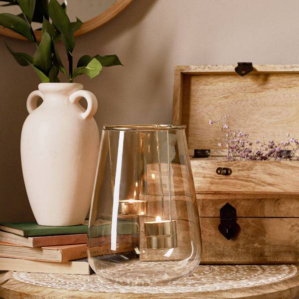 Windlicht GALIA Gold - Glas - 15 x 20 x 15 cm