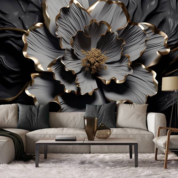 Papier peint, Fleur de lotus sombre 200 x 140 cm