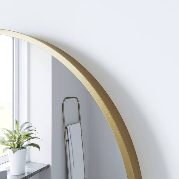 Schmink Spiegel rund Wandspiegel gold Gold - Glas - 60 x 60 x 4 cm