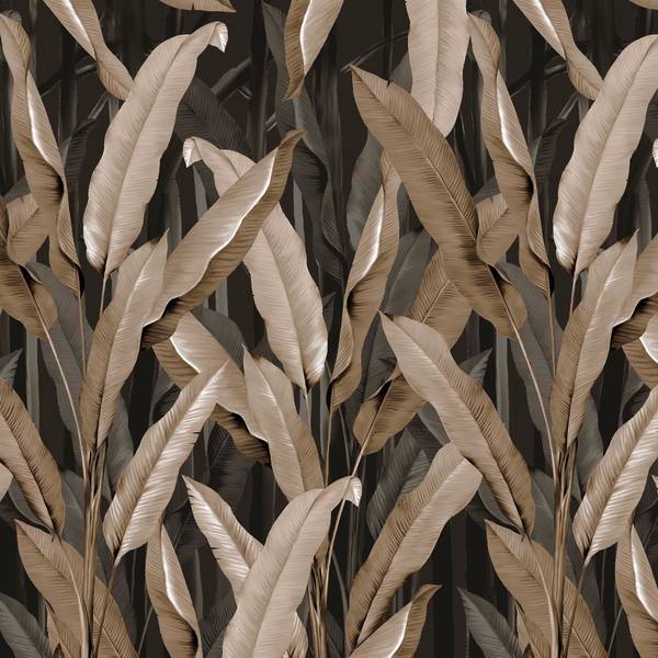 Fototapete Bananenblatt Schwarz - Fleece - 400 x 280 x 1 cm
