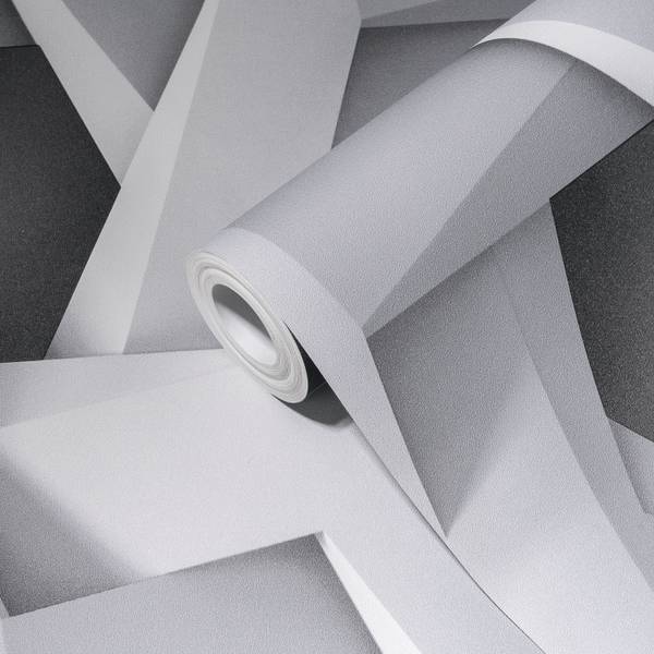 Tapete in 3D Optik Geometrisch Grau Grau