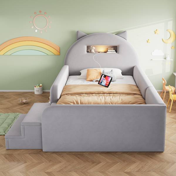 Einzelbett K-2251 Hellgrau