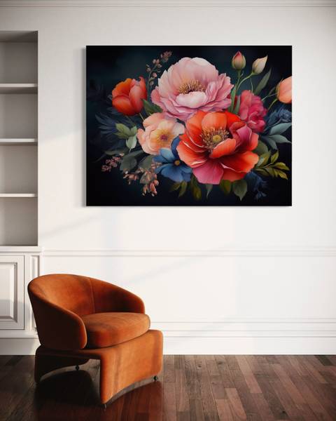 Tableau déco fleurs plantes 100 x 70 cm