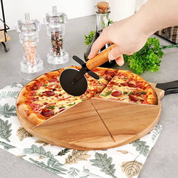 Pizzabrett 2-tlg. Set 279909 Braun - Massivholz - 30 x 2 x 43 cm