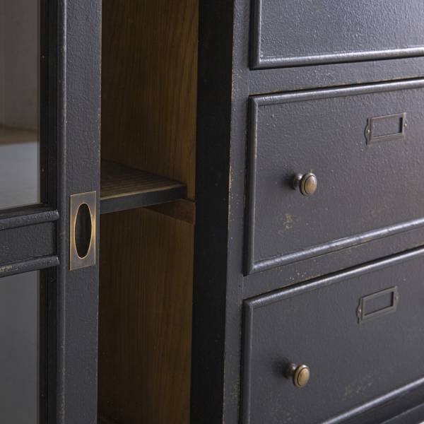 Sideboard AMSTERDAM Schwarz - Massivholz - 200 x 80 x 50 cm