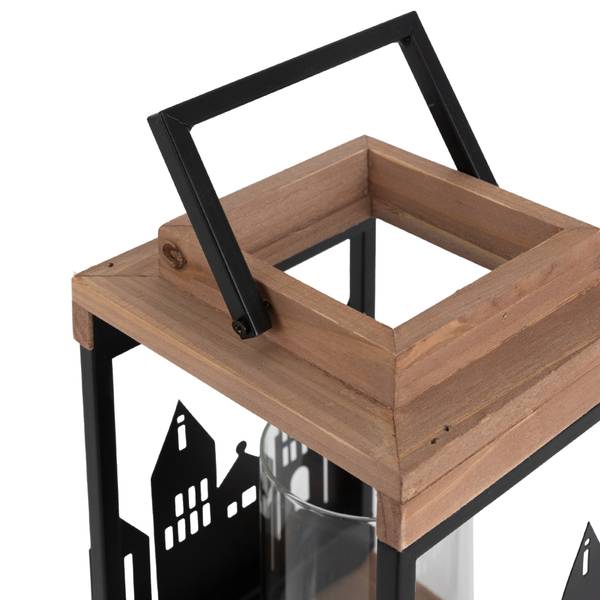 Laterne HELSINKI Schwarz - Braun - Samt - 14 x 28 x 14 cm