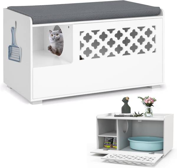 Katzenschrank PV10097WH Weiß - Holzwerkstoff - 49 x 52 x 90 cm