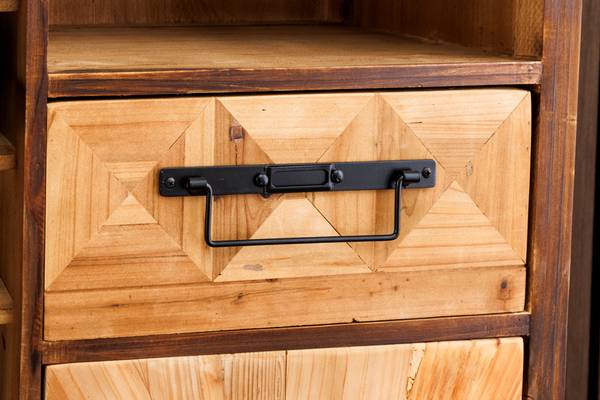 Barschrank ATELIER Braun - Grau - Holzwerkstoff - Metall - Massivholz - 75 x 120 x 32 cm