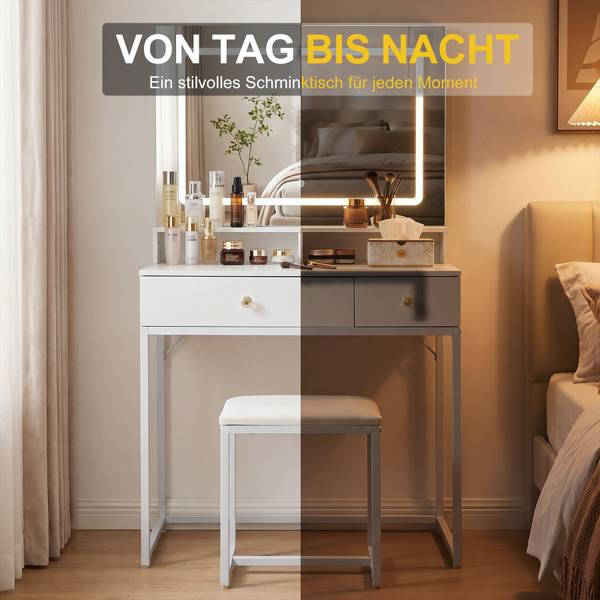 Schminktisch 0L005 Weiß - Holzwerkstoff - 80 x 140 x 40 cm