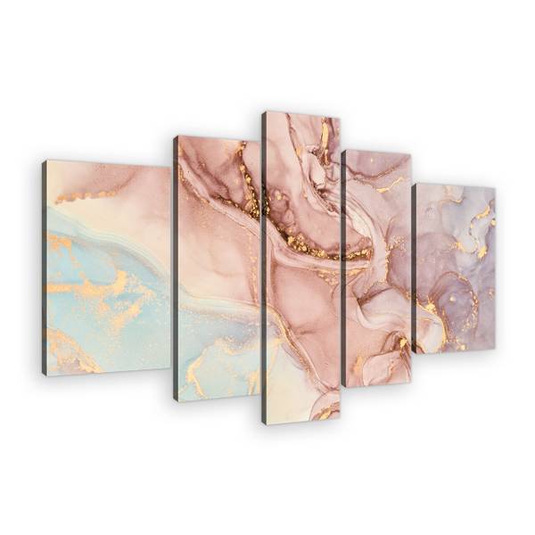 Leinwandbild SET Marmor Gold Wohnzimmer Holzwerkstoff - Textil - 170 x 100 x 2 cm