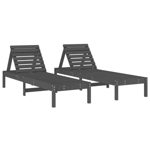 Sonnenliege 3029066-2 (2er Set) Grau - Kiefer - 60 x 74 x 199 cm