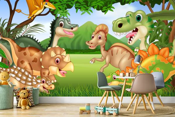 Fotobehang DINOSAURIËRS Planten Natuur 450 x 300 x 300 cm