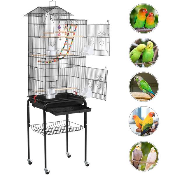 Vogelkäfig ARE94 Schwarz - Metall - 46 x 159 x 36 cm