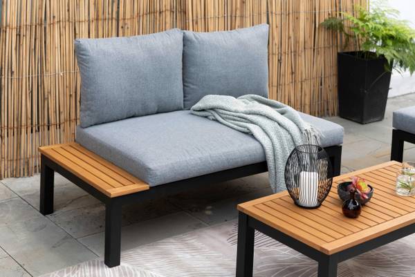 Loungegarnitur JULIAN 2 Schwarz - Grau - Metall - Holz teilmassiv - 139 x 73 x 77 cm