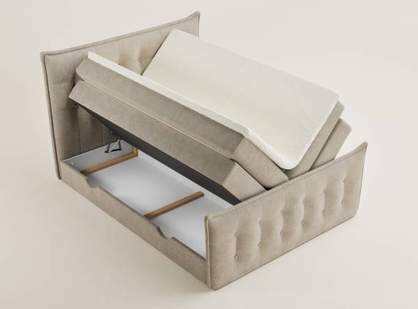 Lit boxspring Fatu Beige - Largeur de la surface de couchage : 160 cm