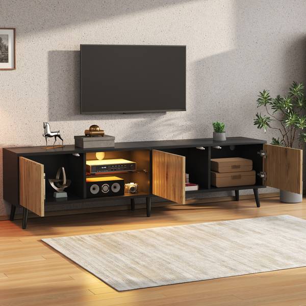 TV-Schrank Neptunus Ⅲ Schwarz - Braun - Holzwerkstoff - 31 x 44 x 175 cm