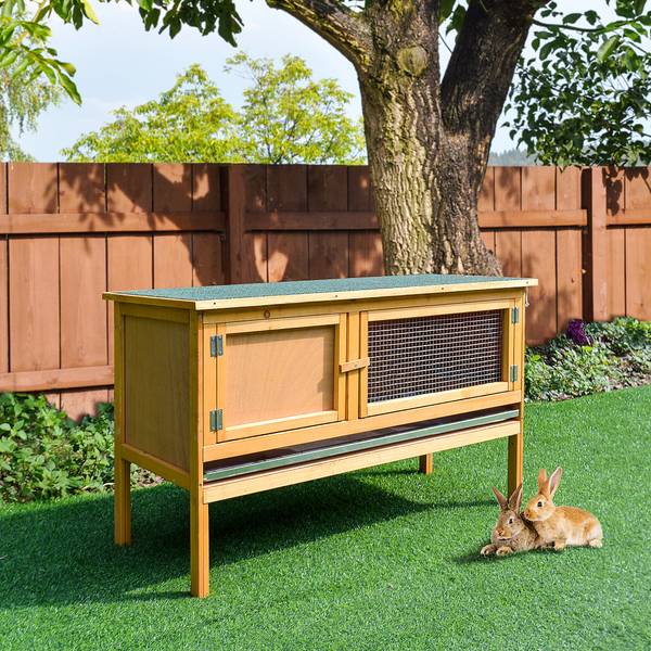 Kaninchenstall D51-105V01 Gelb - Massivholz - 45 x 65 x 115 cm