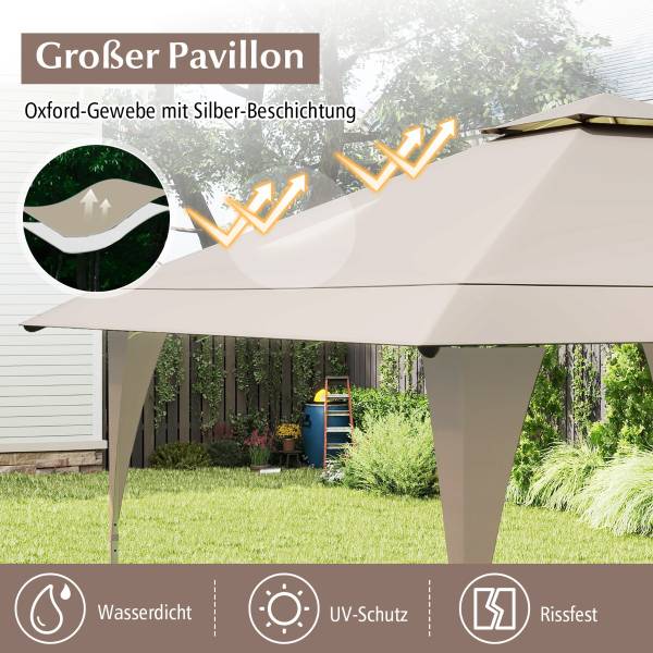 Pop Up Pavillon NP12381KQ Beige - Metall - 395 x 264 x 395 cm