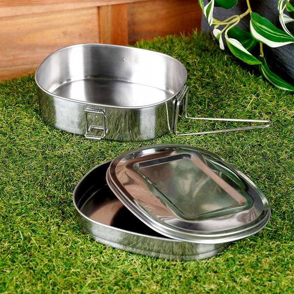 Lunchbox aus Edelstahl 2-tlg. Set Silber - Edelstahl - 15 x 7 x 19 cm