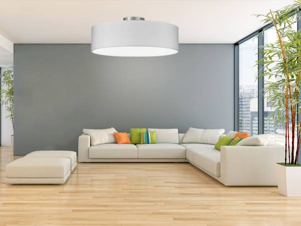 Stoff Deckenlampe Ø 50cm Weiß Weiß