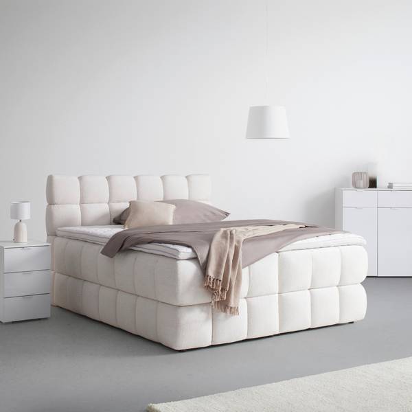 Boxspringbett BUBBLE BOX Weiß - Metall - Textil - Holz teilmassiv - 186 x 1 x 180 cm